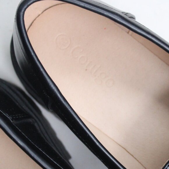 Coutgo ZBY Women's Black Vegan Leather Lug Sole Loafer Flats Size 10 - Picture 7 of 7